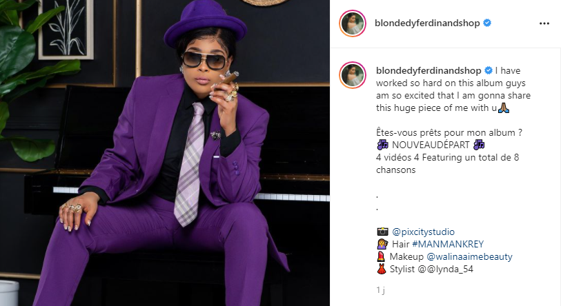Blondedy Ferdinand a propos de son album, sur Instagram